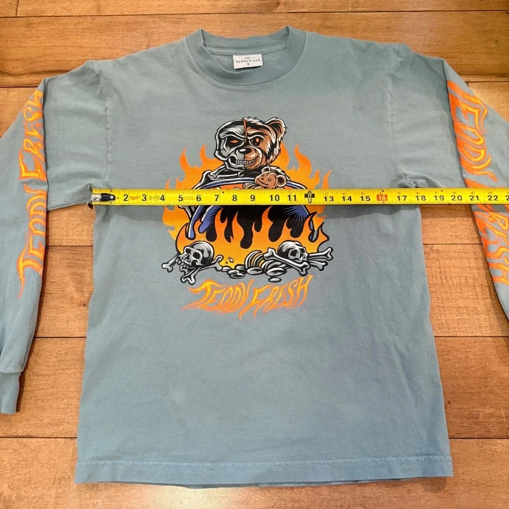 Teddy Fresh Skeleton Bear‎ Cauldron Long Sleeve Shirt Blue Mens Small